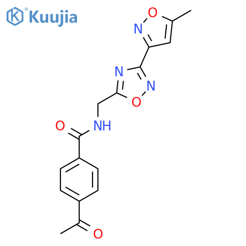 4-acetyl-N-{3-(5-methyl-1,2-oxazol-3-yl)-1,2,4-oxadiazol-5-ylmethyl}benzamide structure