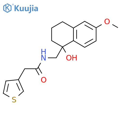 N-(1-hydroxy-6-methoxy-1,2,3,4-tetrahydronaphthalen-1-yl)methyl-2-(thiophen-3-yl)acetamide structure