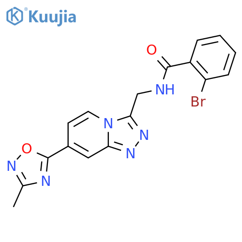 2-bromo-N-{7-(3-methyl-1,2,4-oxadiazol-5-yl)-1,2,4triazolo4,3-apyridin-3-ylmethyl}benzamide structure