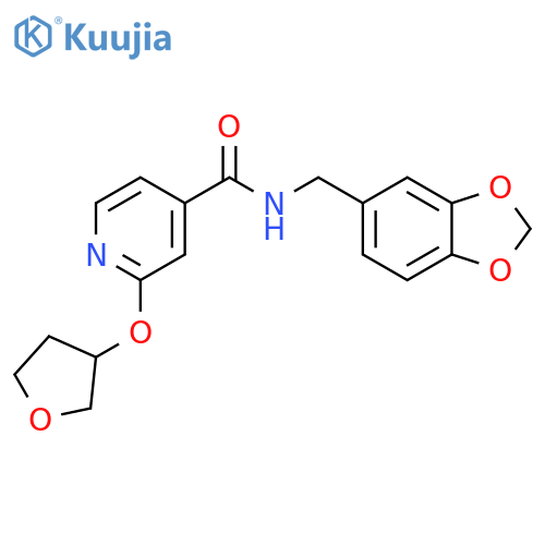 N-(benzo[d][1,3]dioxol-5-ylmethyl)-2-((tetrahydrofuran-3-yl)oxy)isonicotinamide structure