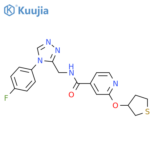 N-[[4-(4-fluorophenyl)-1,2,4-triazol-3-yl]methyl]-2-(thiolan-3-yloxy)pyridine-4-carboxamide structure