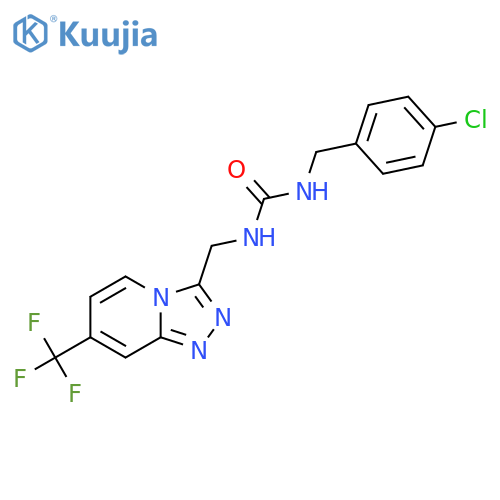 1-(4-chlorophenyl)methyl-3-{7-(trifluoromethyl)-1,2,4triazolo4,3-apyridin-3-ylmethyl}urea structure