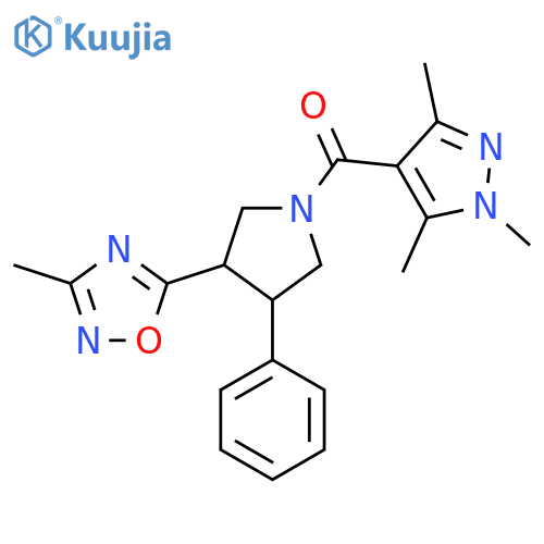 3-methyl-5-4-phenyl-1-(1,3,5-trimethyl-1H-pyrazole-4-carbonyl)pyrrolidin-3-yl-1,2,4-oxadiazole structure