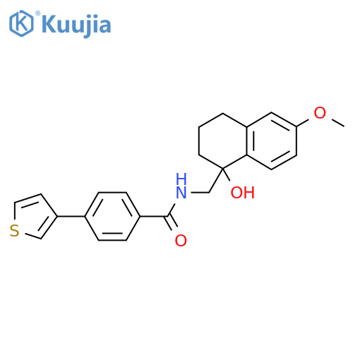 N-(1-hydroxy-6-methoxy-1,2,3,4-tetrahydronaphthalen-1-yl)methyl-4-(thiophen-3-yl)benzamide structure
