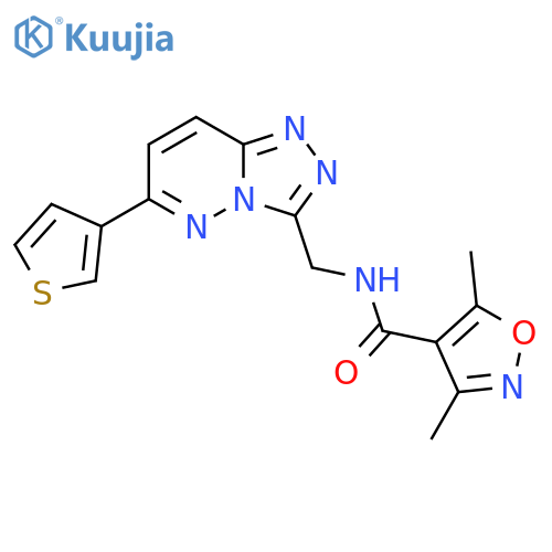 3,5-dimethyl-N-{6-(thiophen-3-yl)-1,2,4triazolo4,3-bpyridazin-3-ylmethyl}-1,2-oxazole-4-carboxamide structure