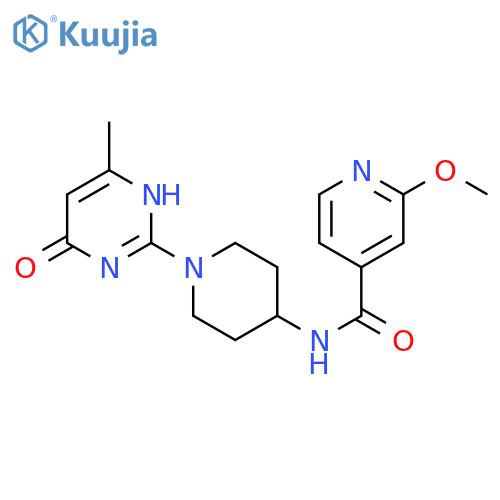 2-methoxy-N-[1-(4-methyl-6-oxo-1,6-dihydropyrimidin-2-yl)piperidin-4-yl]pyridine-4-carboxamide structure