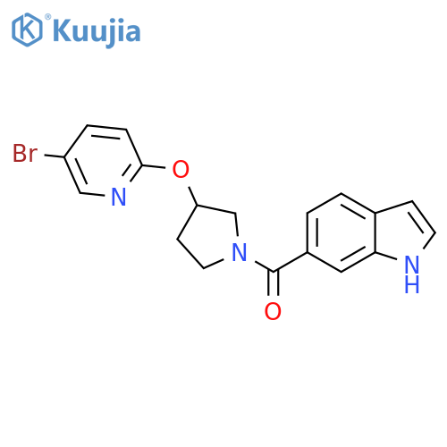 (3-((5-bromopyridin-2-yl)oxy)pyrrolidin-1-yl)(1H-indol-6-yl)methanone structure