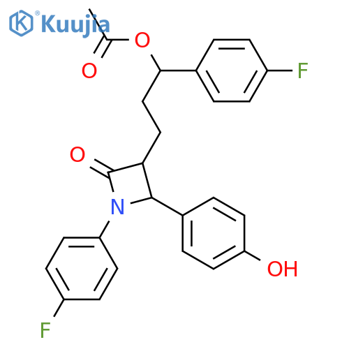 (3R,4S)-3-(3S)-3-(Acetyloxy)-3-(4-fluorophenyl)propyl-1-(4-fluorophenyl)-4-(4-hydroxyphenyl)-2-azetidinone structure