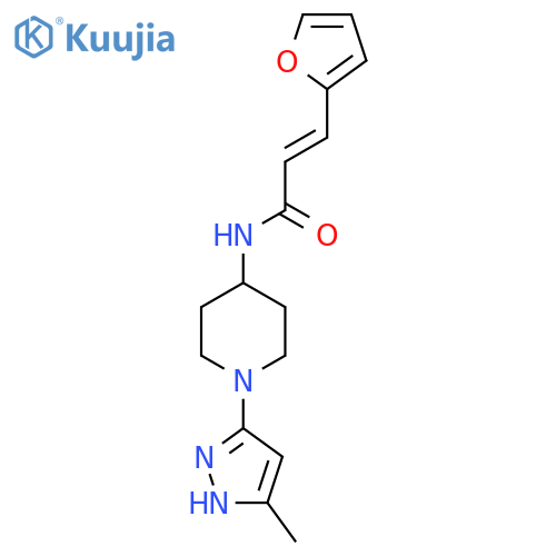 (2E)-3-(furan-2-yl)-N-[1-(5-methyl-1H-pyrazol-3-yl)piperidin-4-yl]prop-2-enamide structure