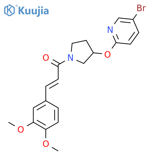 (E)-1-(3-((5-bromopyridin-2-yl)oxy)pyrrolidin-1-yl)-3-(3,4-dimethoxyphenyl)prop-2-en-1-one structure