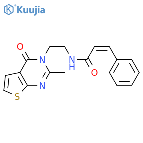 (2Z)-N-(2-{2-methyl-4-oxo-3H,4H-thieno2,3-dpyrimidin-3-yl}ethyl)-3-phenylprop-2-enamide structure