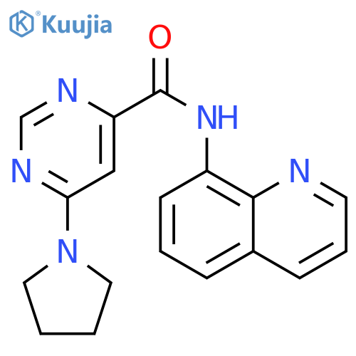 6-(pyrrolidin-1-yl)-N-(quinolin-8-yl)pyrimidine-4-carboxamide structure