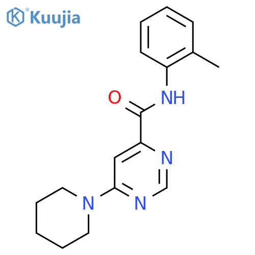 N-(2-methylphenyl)-6-(piperidin-1-yl)pyrimidine-4-carboxamide structure