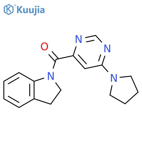1-6-(pyrrolidin-1-yl)pyrimidine-4-carbonyl-2,3-dihydro-1H-indole structure