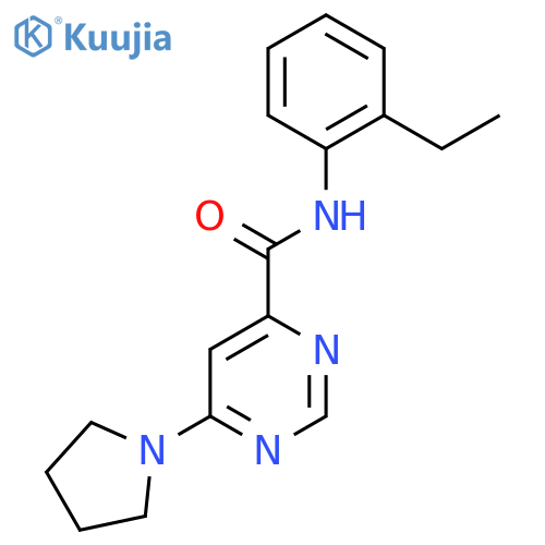 N-(2-ethylphenyl)-6-(pyrrolidin-1-yl)pyrimidine-4-carboxamide structure