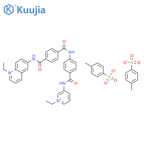 1-N-[4-[(1-ethylpyridin-1-ium-3-yl)carbamoyl]phenyl]-4-N-(1-ethylquinolin-1-ium-6-yl)benzene-1,4-dicarboxamide,4-methylbenzenesulfonate structure