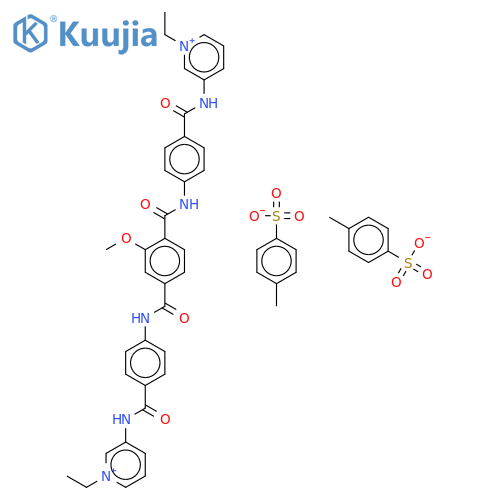 3,3'-[(2-methoxybenzene-1,4-diyl)bis(carbonyliminobenzene-4,1-diylcarbonylimino)]bis(1-ethylpyridinium) bis(4-methylbenzenesulfonate) structure