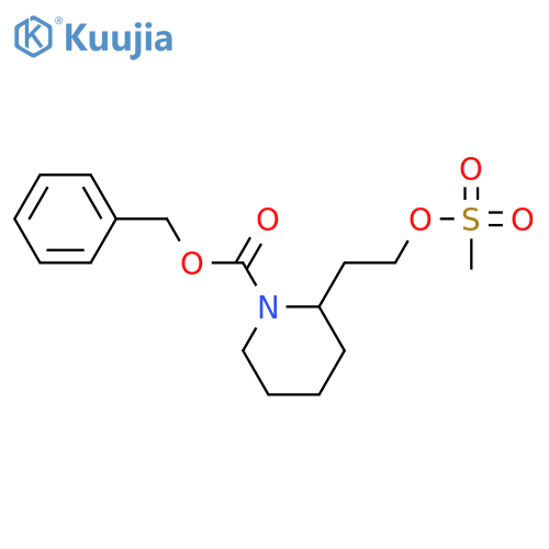 1-Piperidinecarboxylic acid, 2-[2-[(methylsulfonyl)oxy]ethyl]-,phenylmethyl ester structure