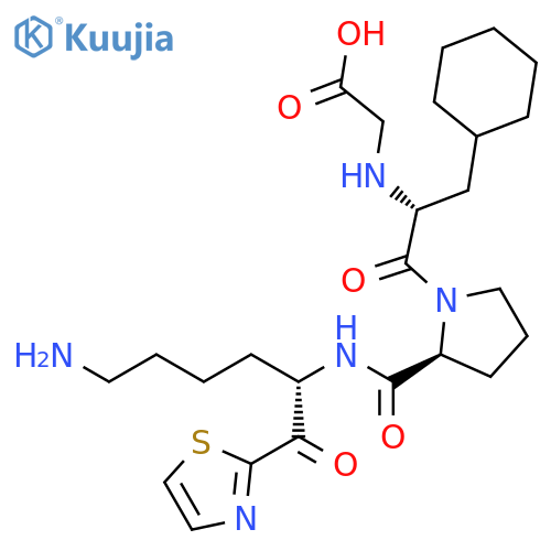 2-[N-(Carboxymethyl)-3-cyclohexyl-D-alanyl-L-prolyl-L-lysyl]thiazole structure