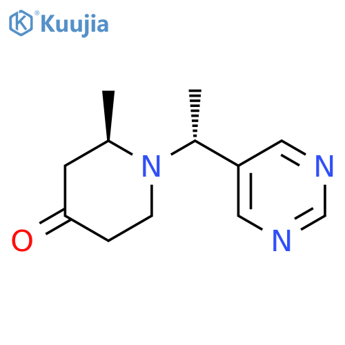 4-Piperidinone, 2-methyl-1-[(1R)-1-(5-pyrimidinyl)ethyl]-, (2R)- structure