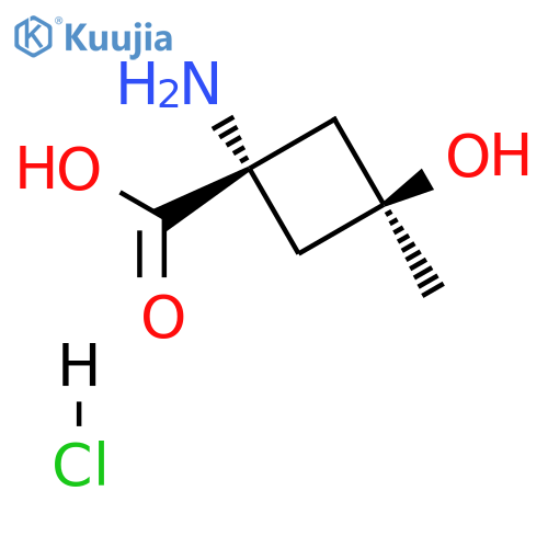 trans-1-amino-3-hydroxy-3-methyl-cyclobutanecarboxylic acid;hydrochloride structure