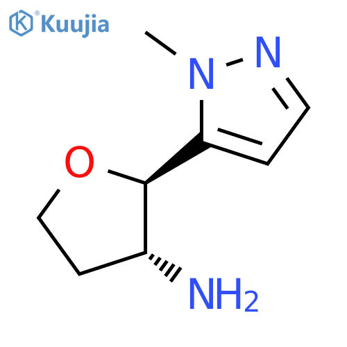rac-(2R,3R)-2-(1-methyl-1H-pyrazol-5-yl)oxolan-3-amine structure