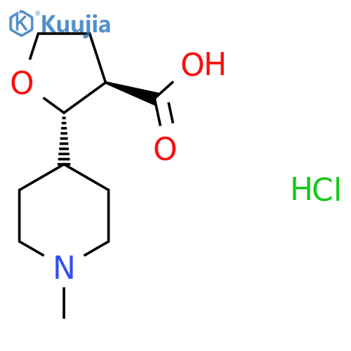 rac-(2R,3S)-2-(1-methylpiperidin-4-yl)oxolane-3-carboxylic acid hydrochloride structure