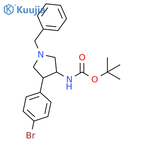 Carbamic acid, N-[4-(4-bromophenyl)-1-(phenylmethyl)-3-pyrrolidinyl]-, 1,1-dimethylethyl ester structure