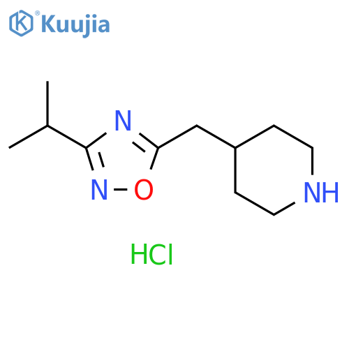 4-{3-(propan-2-yl)-1,2,4-oxadiazol-5-ylmethyl}piperidine hydrochloride structure