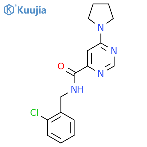 N-(2-chlorophenyl)methyl-6-(pyrrolidin-1-yl)pyrimidine-4-carboxamide structure