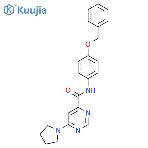 N-4-(benzyloxy)phenyl-6-(pyrrolidin-1-yl)pyrimidine-4-carboxamide structure