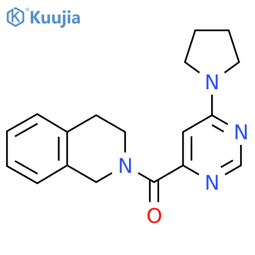 2-6-(pyrrolidin-1-yl)pyrimidine-4-carbonyl-1,2,3,4-tetrahydroisoquinoline structure