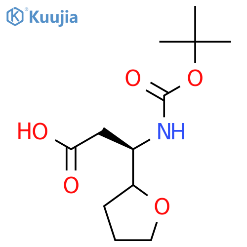 (3R)-3-{(tert-butoxy)carbonylamino}-3-(oxolan-2-yl)propanoic acid structure
