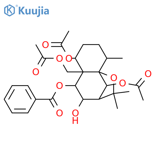 1,6,8,9,14-Pentahydroxydihydro-β-agarofuran; (1α,6β,8α,9α)-form, 9-Benzoyl, 1,6,14-tri-Ac structure