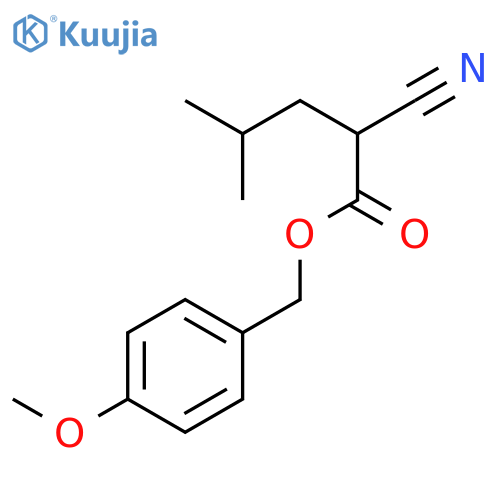 Pentanoic acid, 2-cyano-4-methyl-, (4-methoxyphenyl)methyl ester structure