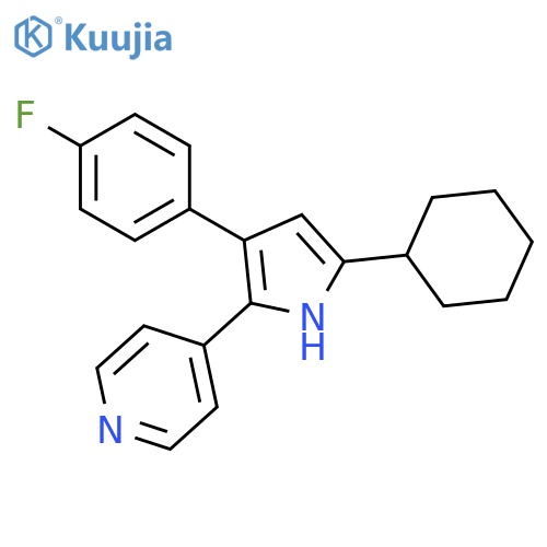 Pyridine, 4-[5-cyclohexyl-3-(4-fluorophenyl)-1H-pyrrol-2-yl]- structure