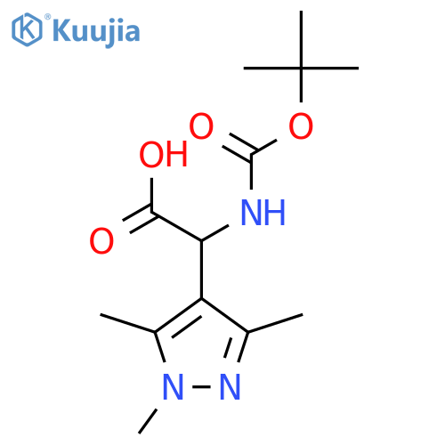 2-{(tert-butoxy)carbonylamino}-2-(trimethyl-1H-pyrazol-4-yl)acetic acid structure