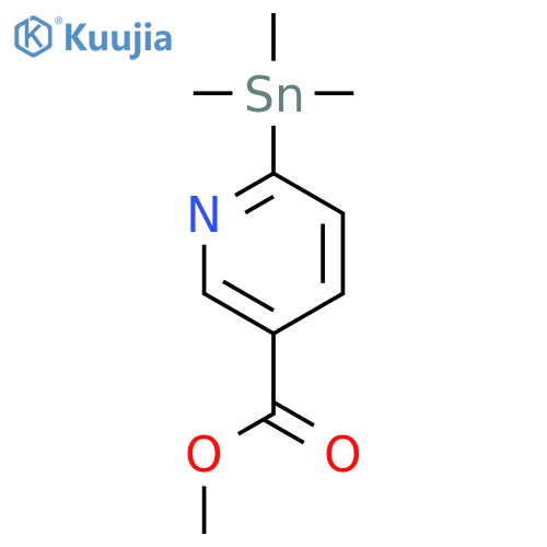 3-Pyridinecarboxylic acid, 6-(trimethylstannyl)-, methyl ester structure