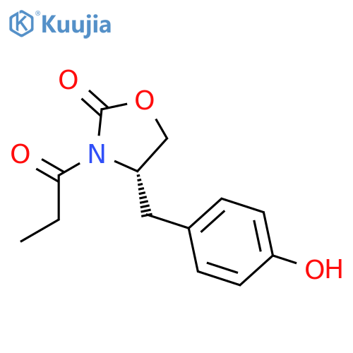 2-Oxazolidinone, 4-[(4-hydroxyphenyl)methyl]-3-(1-oxopropyl)-, (S)- structure