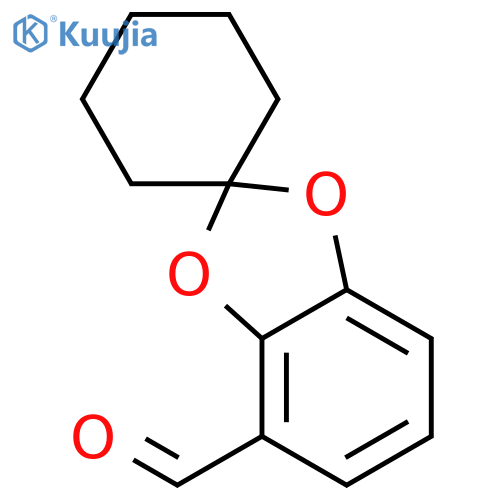 Spiro[1,3-benzodioxole-2,1'-cyclohexane]-4-carboxaldehyde structure