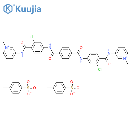 3,3'-{benzene-1,4-diylbis[carbonylimino(2-chlorobenzene-4,1-diyl)carbonylimino]}bis(1-methylpyridinium) bis(4-methylbenzenesulfonate) structure