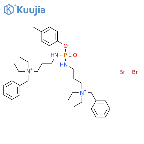 3,3'-{[(4-methylphenoxy)phosphoryl]diimino}bis(N-benzyl-N,N-diethylpropan-1-aminium) dibromide structure