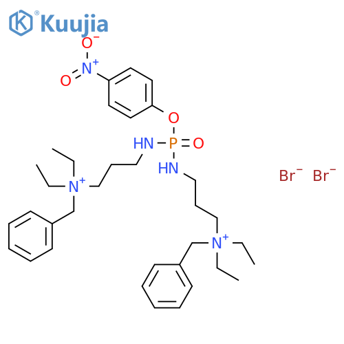 3,3'-{[(4-nitrophenoxy)phosphoryl]diimino}bis(N-benzyl-N,N-diethylpropan-1-aminium) dibromide structure