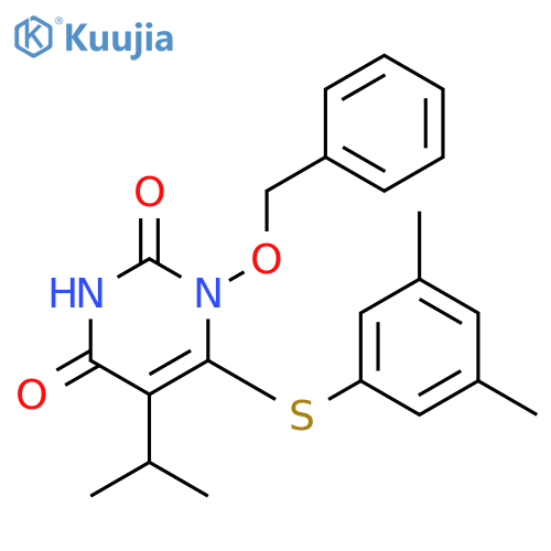 2,4(1H,3H)-Pyrimidinedione,6-[(3,5-dimethylphenyl)thio]-5-(1-methylethyl)-1-(phenylmethoxy)- structure