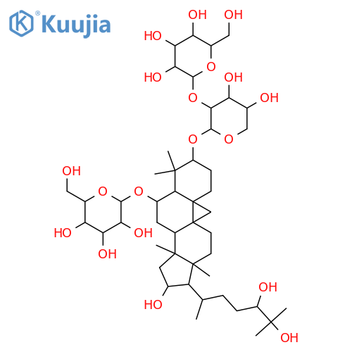 Cycloartane-3,6,16,24,25-pentol; (3β,6α,16β,24S)-form, 3-O-[β-D-Glucopyranosyl-(1→2)-β-D-xylopyranoside], 6-O-glucopyranoside structure