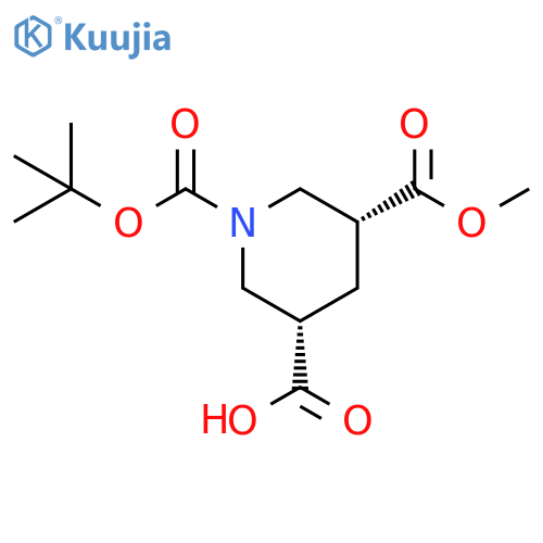 rel-(3S,5R)-1-tert-butoxycarbonyl-5-methoxycarbonyl-piperidine-3-carboxylic acid structure