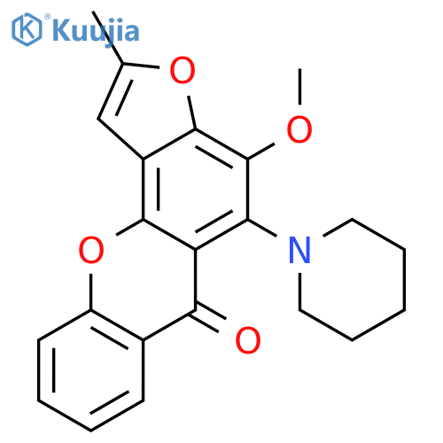 6H-Furo[2,3-c]xanthen-6-one, 4-methoxy-2-methyl-5-(1-piperidinyl)- structure