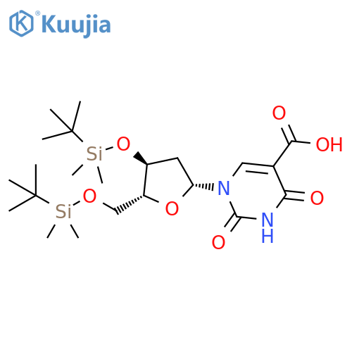 1-[2-Deoxy-3,5-bis-O-[(1,1-dimethylethyl)dimethylsilyl]-β-D-erythro-pentofuranosyl]-1,2,3,4-tetrahydro-2,4-dioxo-5-pyrimidinecarboxylic acid structure