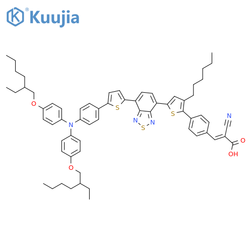 2-Propenoic acid, 3-[4-[5-[7-[5-[4-[bis[4-[(2-ethylhexyl)oxy]phenyl]amino]phenyl]-2-thienyl]-2,1,3-benzothiadiazol-4-yl]-3-hexyl-2-thienyl]phenyl]-2-cyano- structure