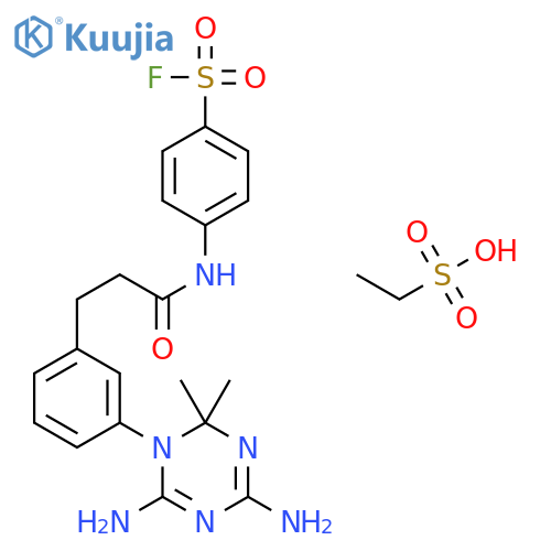 4-[3-[3-(4,6-diamino-2,2-dimethyl-1,3,5-triazin-1-yl)phenyl]propanoylamino]benzenesulfonyl Fluoride;ethanesulfonic Acid structure